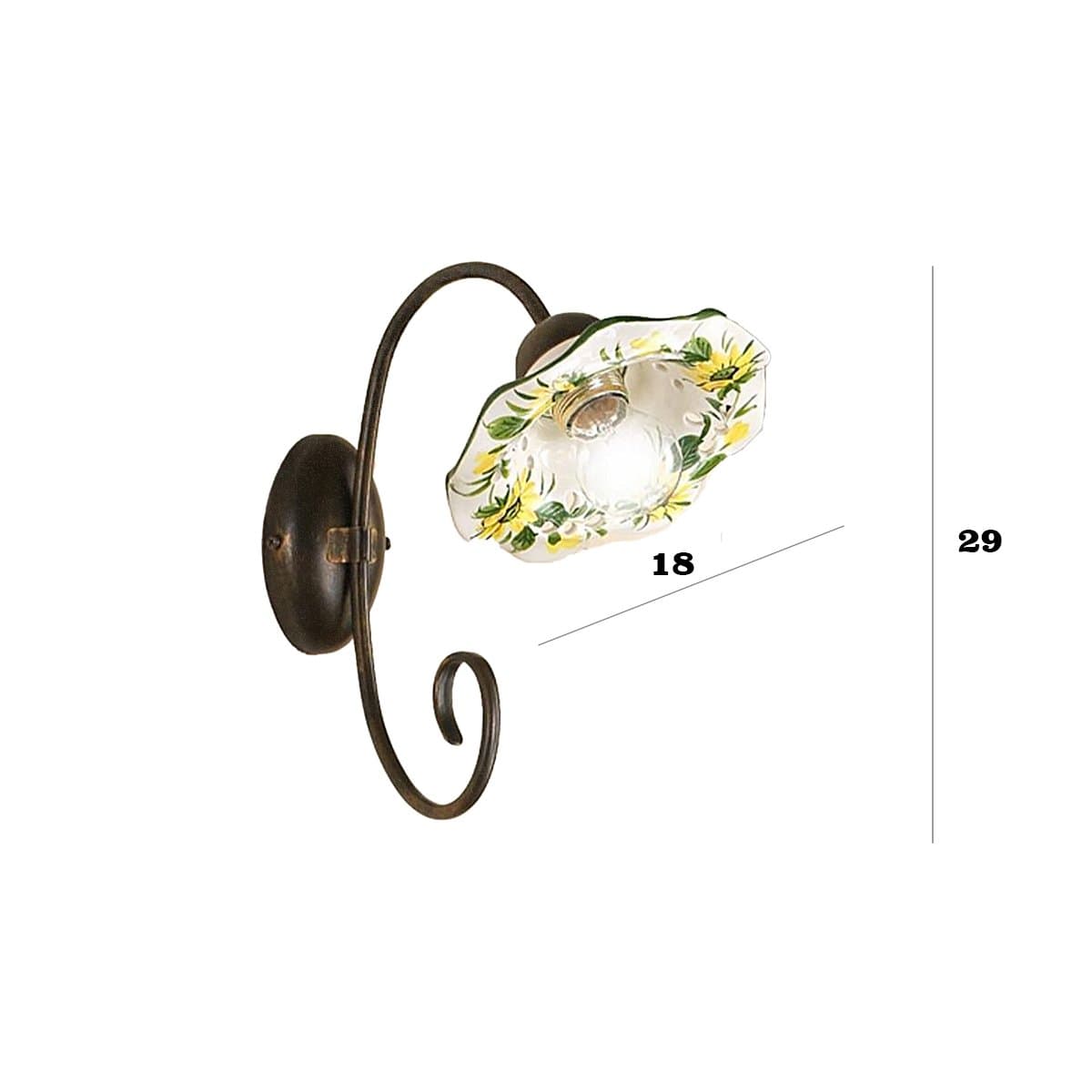 Applique ceramica Lampadari Bartalini 2213.A E27 LED piatto girasole artigianale in Applique Lampadari Bartalini - Colle di Val d’Elsa, commercioVirtuoso.it