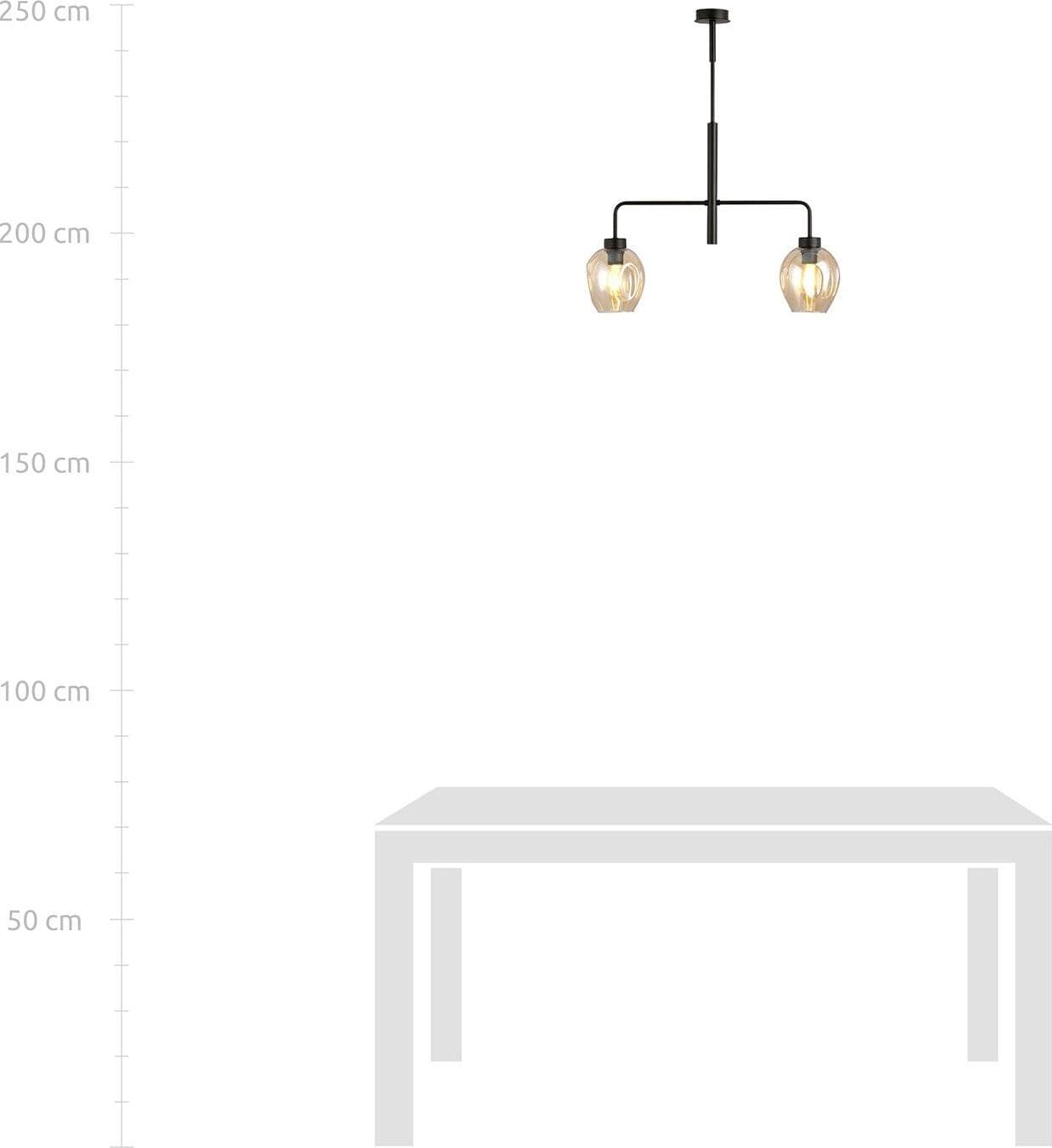 Lampadario Moderno 2 Luci Lukka In Accaio Nero E Vetro Ambra in Lampade a sospensione LuceArt - Montecorvino Pugliano, commercioVirtuoso.it