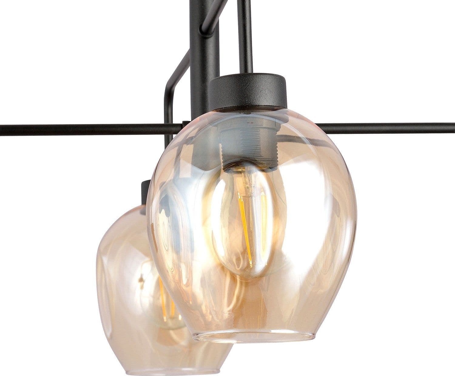 Lampadario Moderno 4 Luci Lukka In Accaio Nero E Vetro Ambra in Lampade a sospensione LuceArt - Montecorvino Pugliano, commercioVirtuoso.it