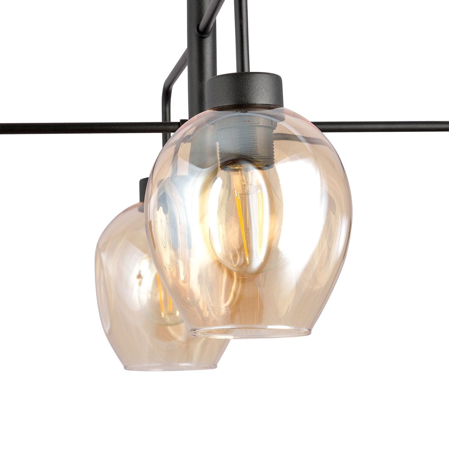 Lampadario Moderno 4 Luci Lukka In Accaio Nero E Vetro Ambra in Lampade a sospensione LuceArt - Montecorvino Pugliano, commercioVirtuoso.it