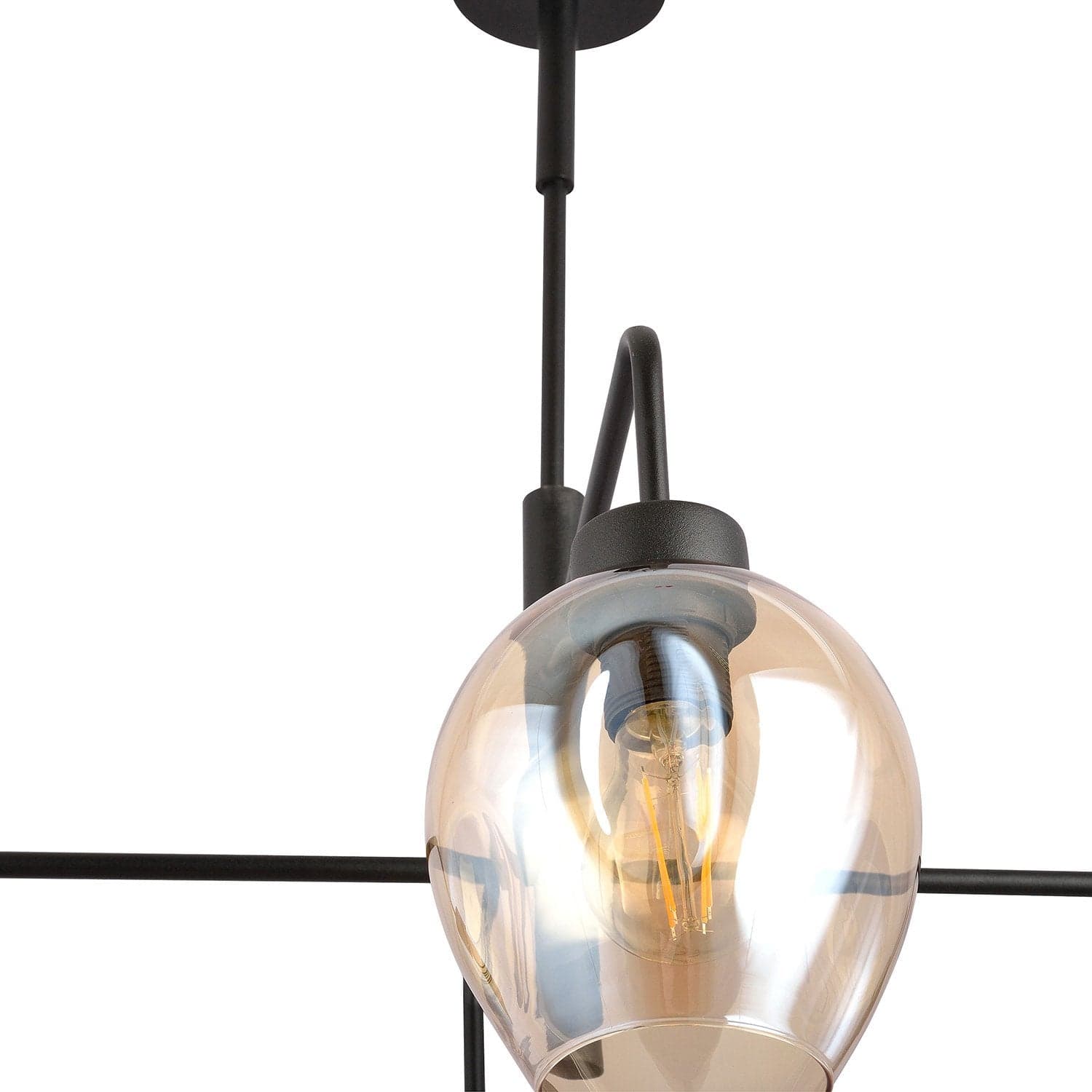 Lampadario Moderno 4 Luci Lukka In Accaio Nero E Vetro Ambra in Lampade a sospensione LuceArt - Montecorvino Pugliano, commercioVirtuoso.it