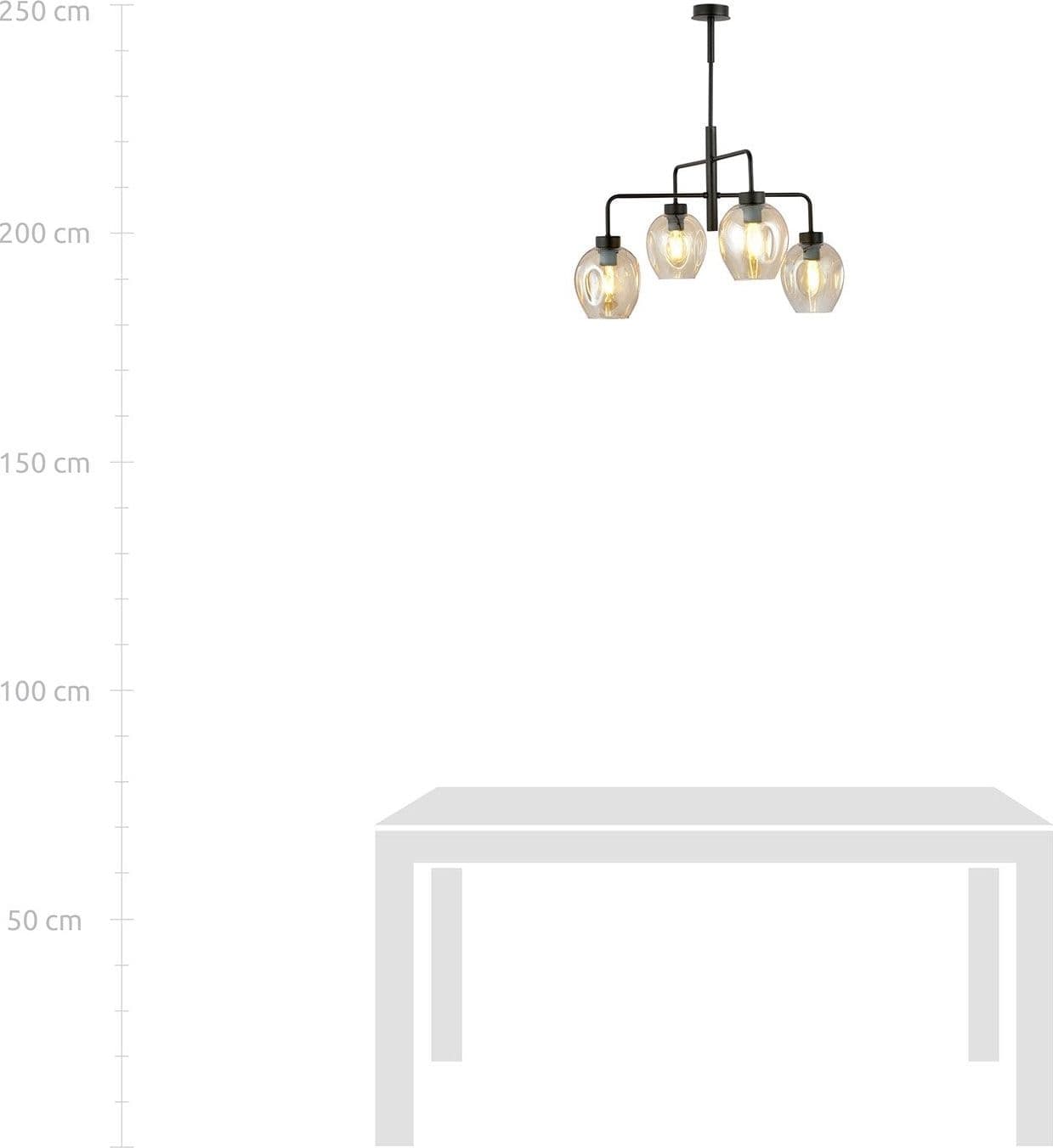 Lampadario Moderno 4 Luci Lukka In Accaio Nero E Vetro Ambra in Lampade a sospensione LuceArt - Montecorvino Pugliano, commercioVirtuoso.it