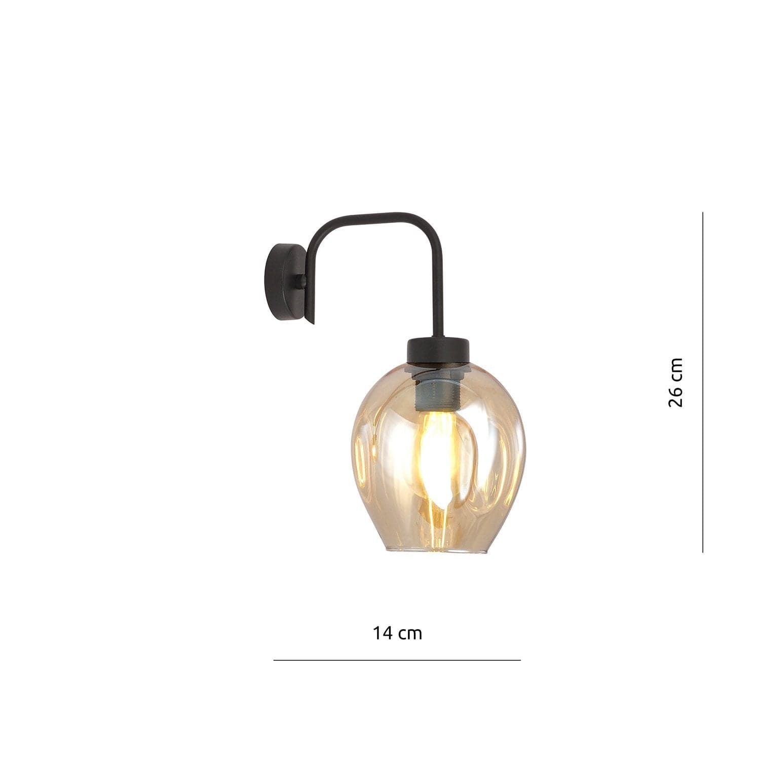 Applique Moderna 1 Luce Lukka In Accaio Nero E Vetro Ambra in Applique LuceArt - Montecorvino Pugliano, commercioVirtuoso.it