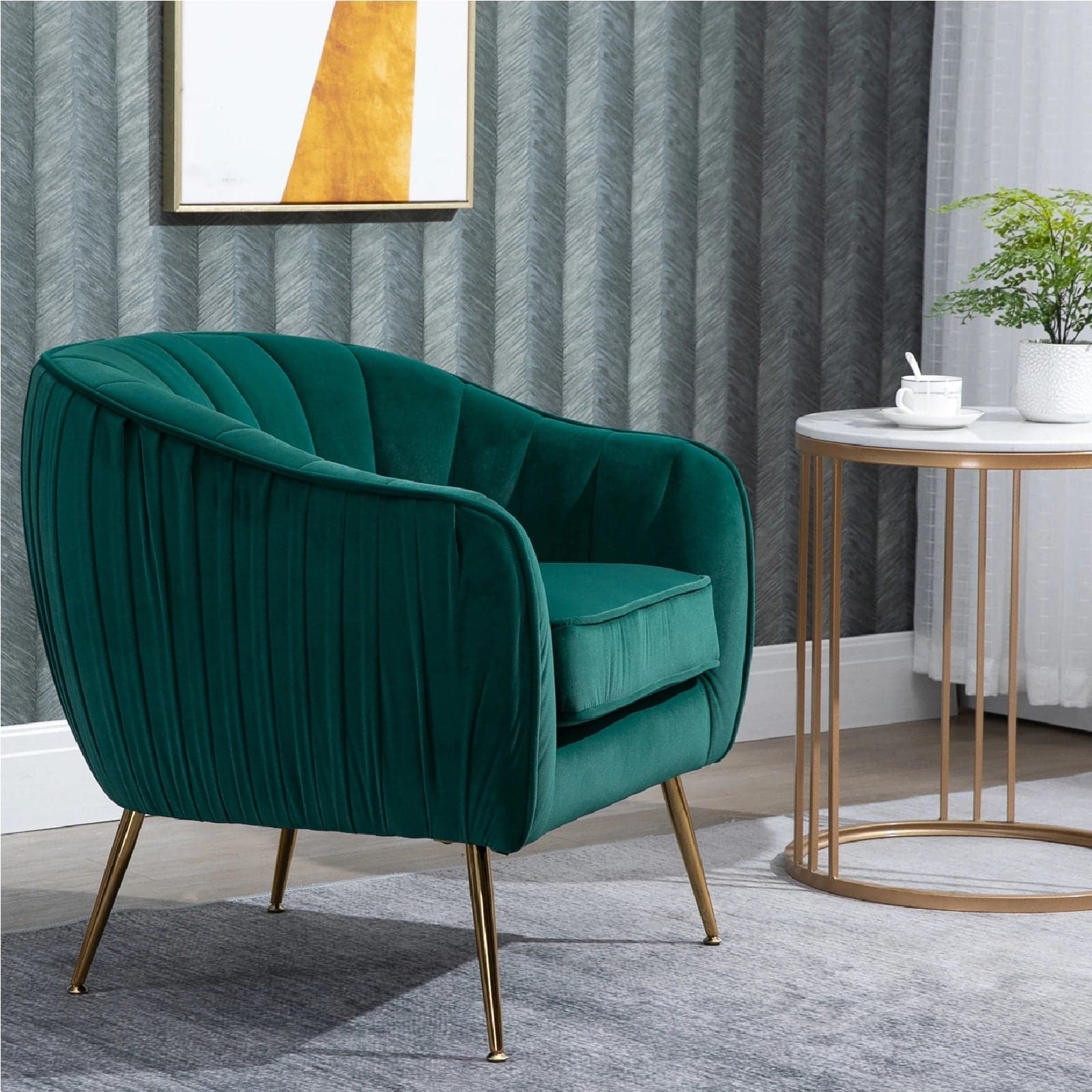 Sedia Poltrona da Salotto Imbottita Design Moderno Gambe Oro 71x72x73 cm Verde in Poltrone Danyx - Casoria, commercioVirtuoso.it