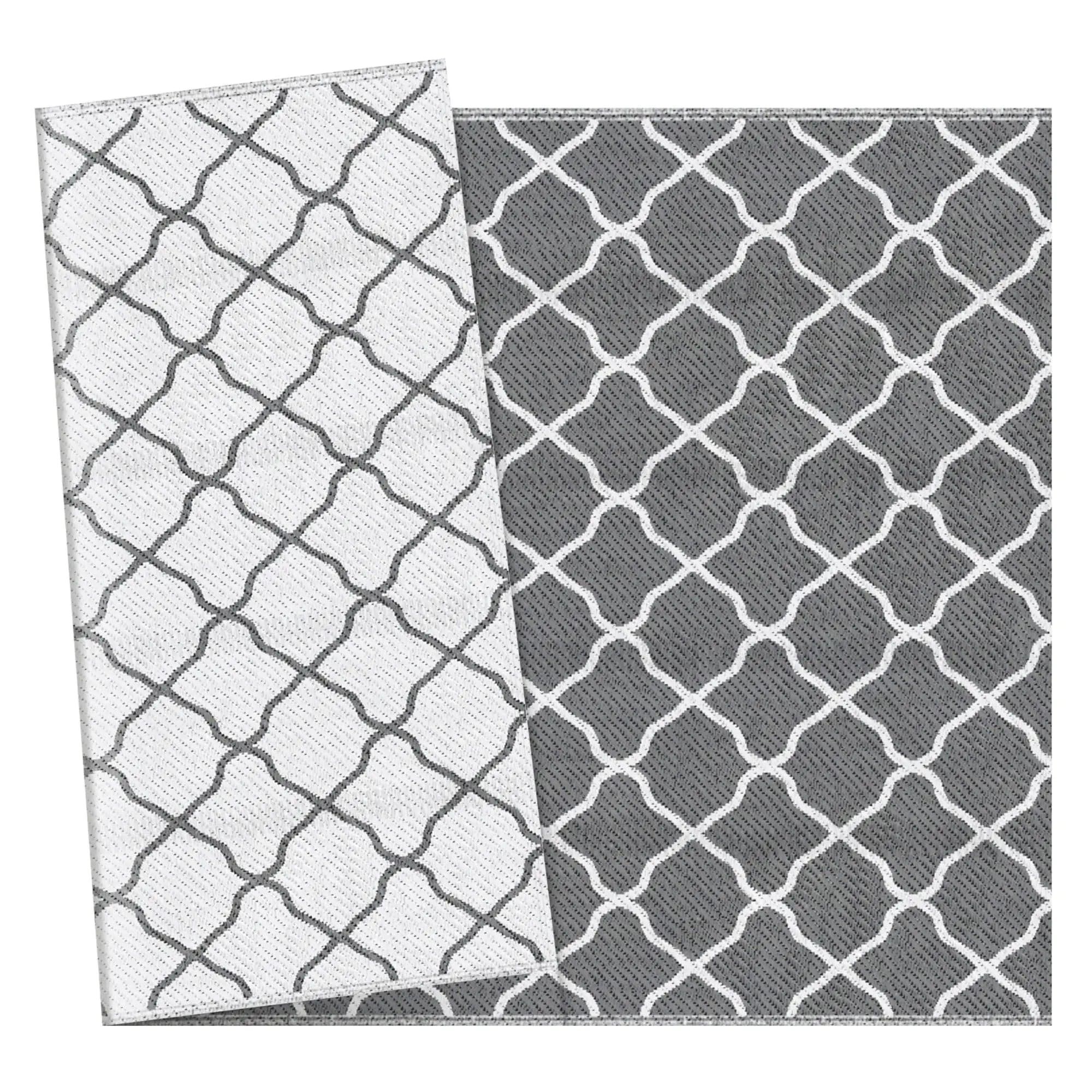 Tappeto Esterno Reversibile 182x274 cm Pieghevole in Polipropilene Grigio Bianco in Tappeti Danyx - Casoria, commercioVirtuoso.it
