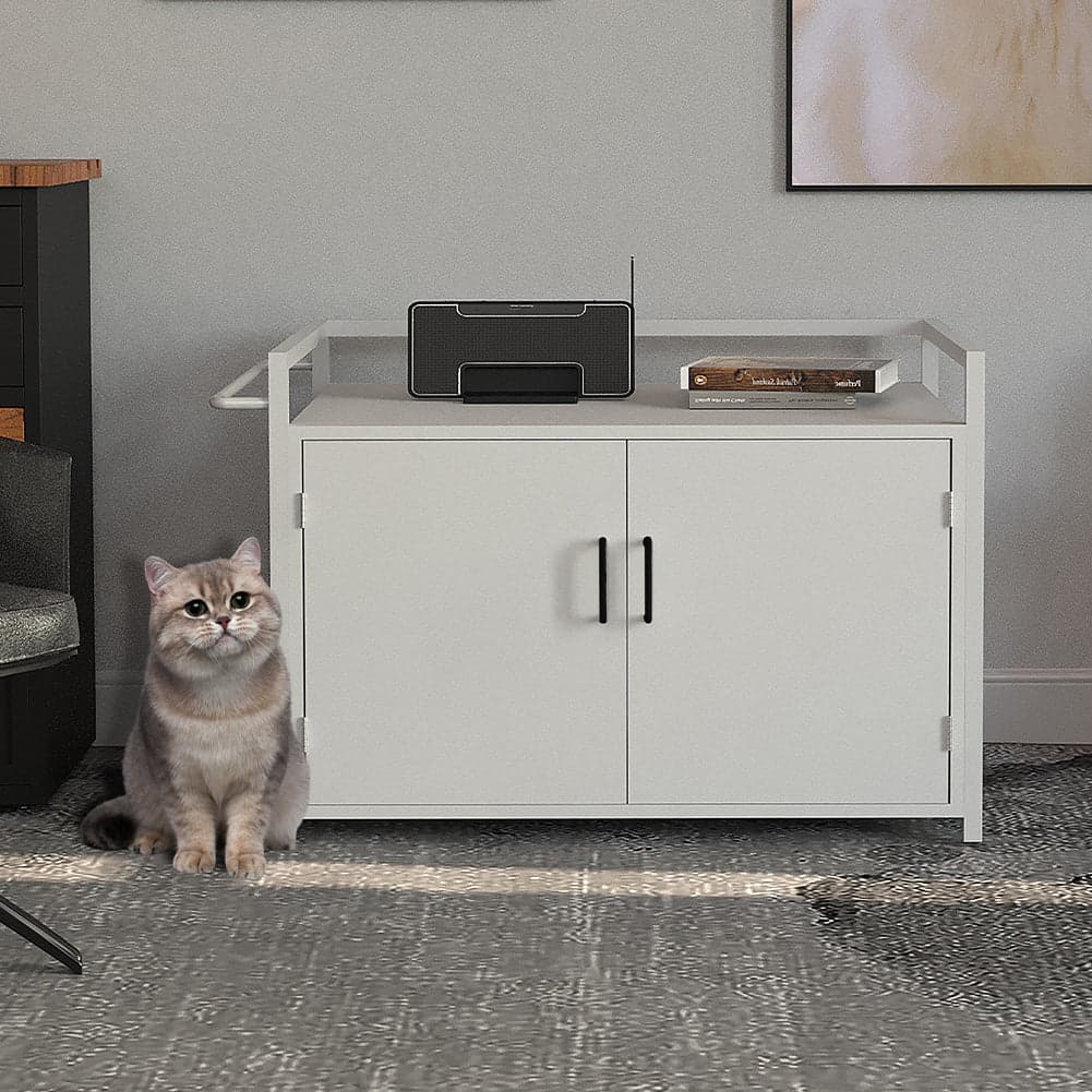 Mobile Lettiera per Gatti Bianco con 2Ante Chiusura Magnetica e Ingresso Laterale in Contenitori per lettiere e cassette igieniche Danyx - Casoria, commercioVirtuoso.it