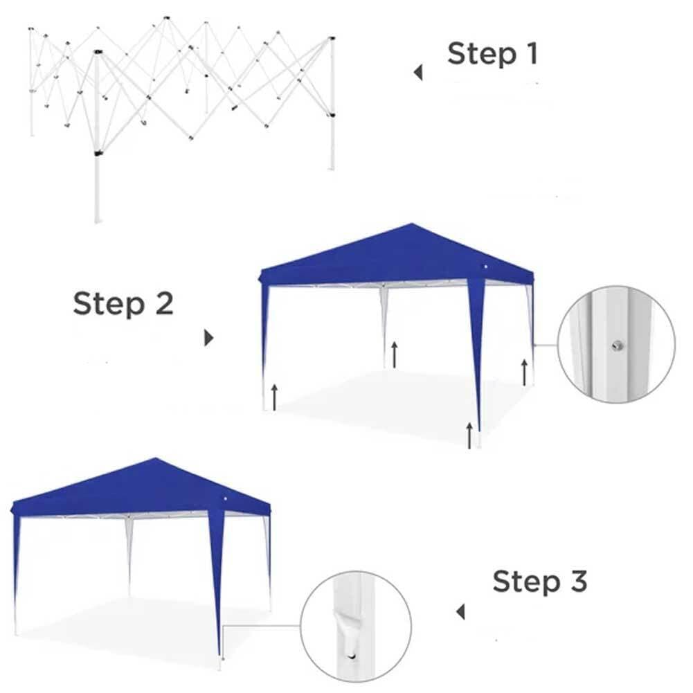 Gazebo 3x3 Pieghevole Blu Impermeabile Pieghevole Tendone Giardino Con Sacca in Gazebo Danyx - Casoria, commercioVirtuoso.it