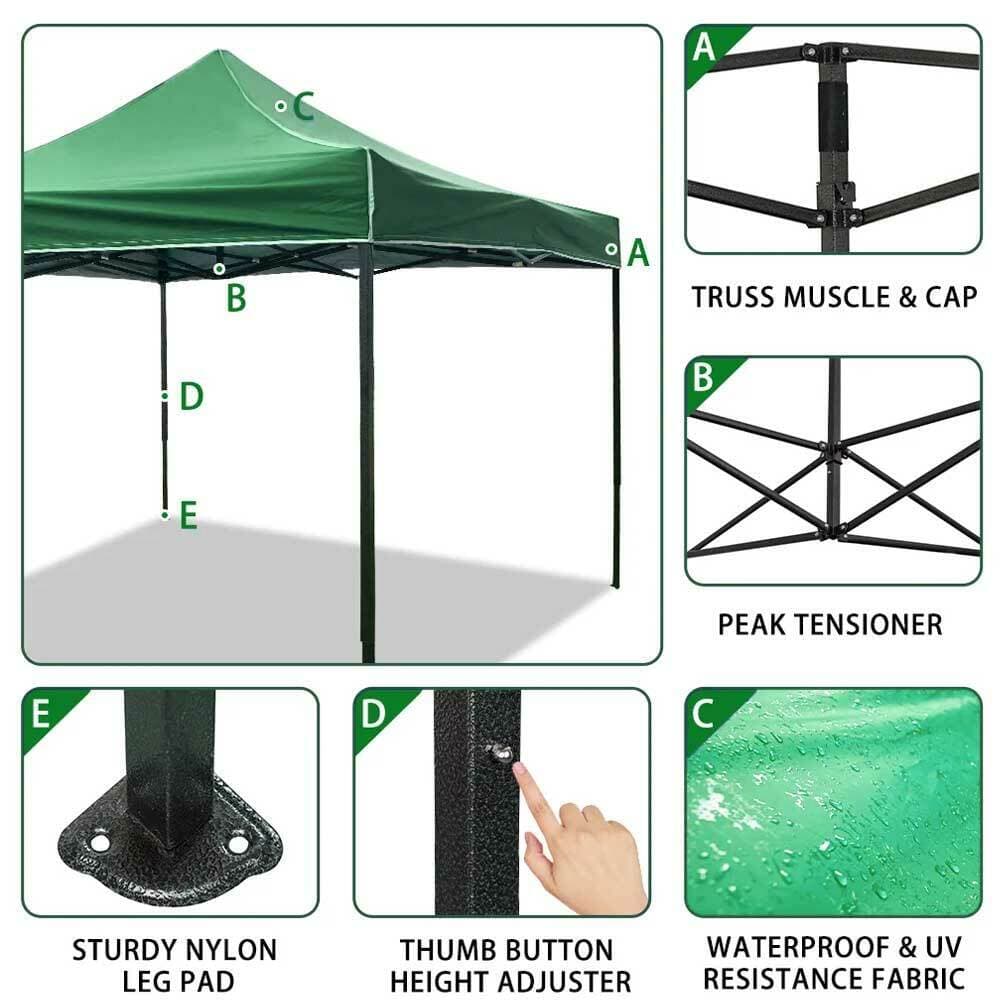 Gazebo 3x3 Pieghevole Impermeabile Richiudibile a Fisarmonica Professionale Verde in Gazebo Danyx - Casoria, commercioVirtuoso.it