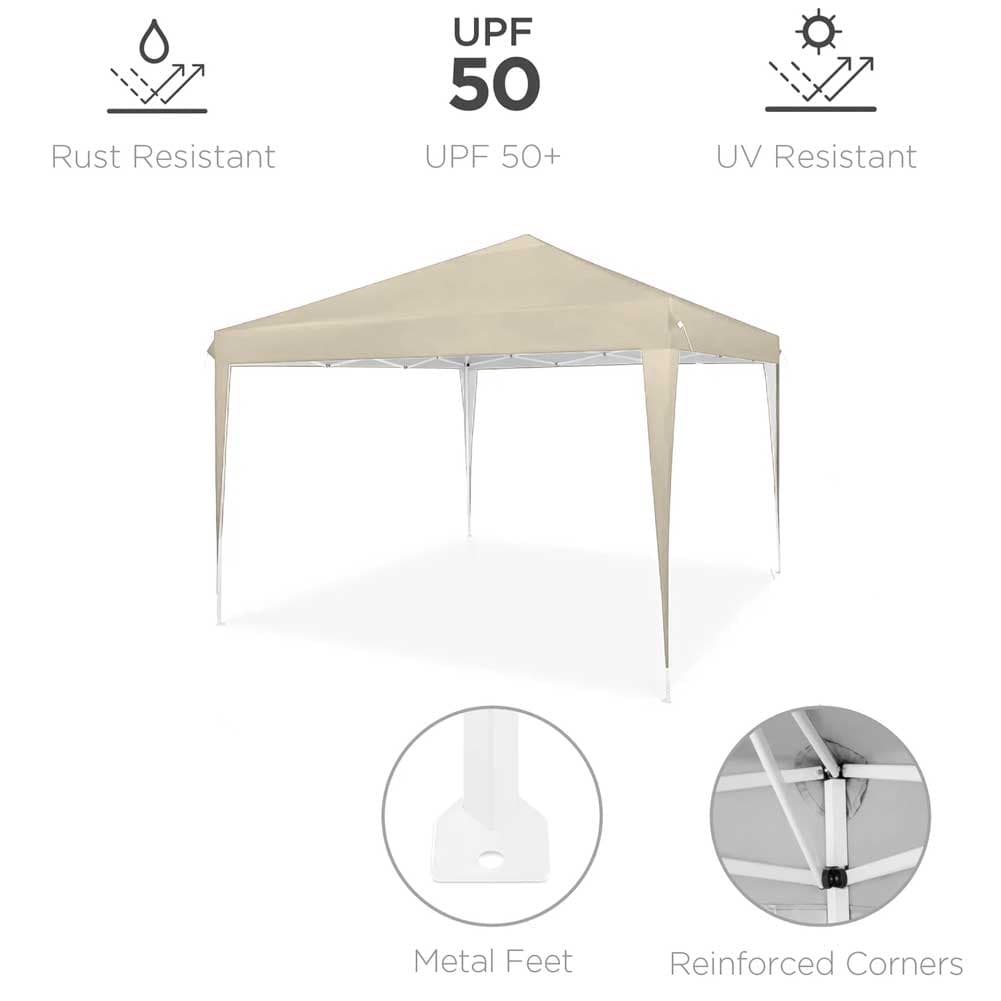 Gazebo 3x3 Pieghevole Beige Impermeabile Pieghevole Tendone Giardino Con Sacca in Gazebo Danyx - Casoria, commercioVirtuoso.it