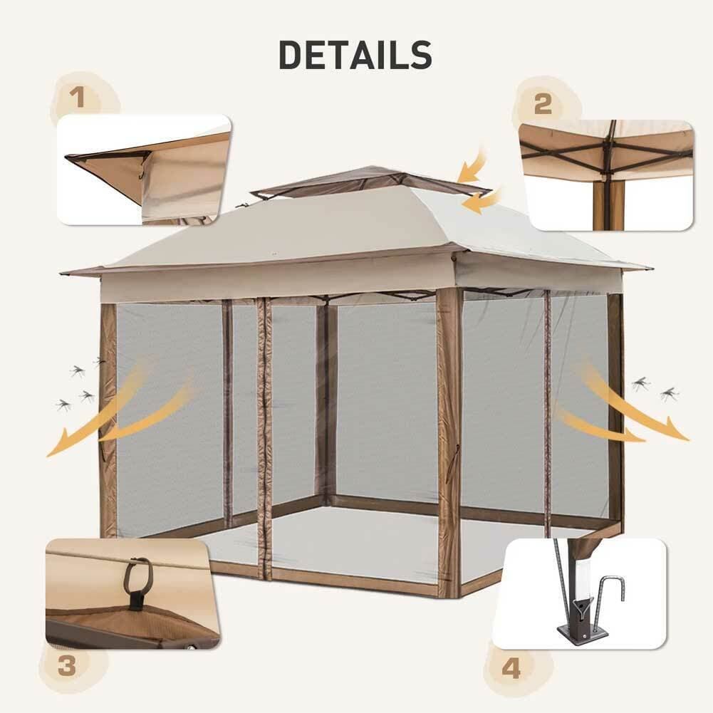 Gazebo da Giardino Pieghevole 3x3 con Zanzariere, Air Vent e Borsa per trasporto in Gazebo Danyx - Casoria, commercioVirtuoso.it