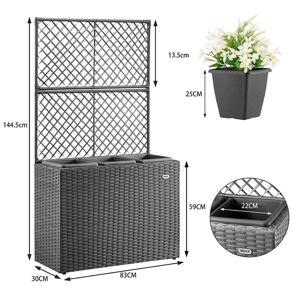 Fioriera da Giardino Polyrattan con 3vasi Estraibili per Balconi e Terrazzi Grigio in Balconiere Danyx - Casoria, commercioVirtuoso.it