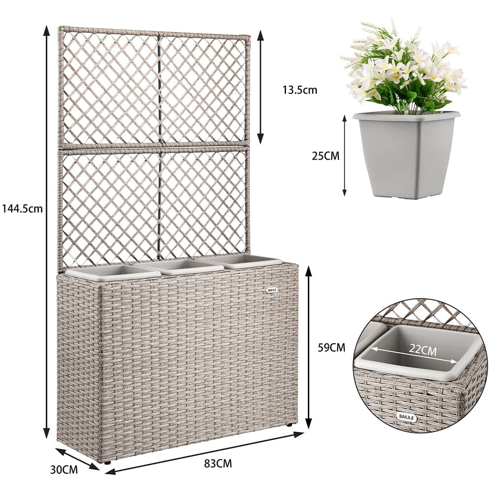 Fioriera da Giardino Polyrattan con 3vasi Estraibili per Balconi e Terrazzi Crema in Vasi tradizionali Danyx - Casoria, commercioVirtuoso.it