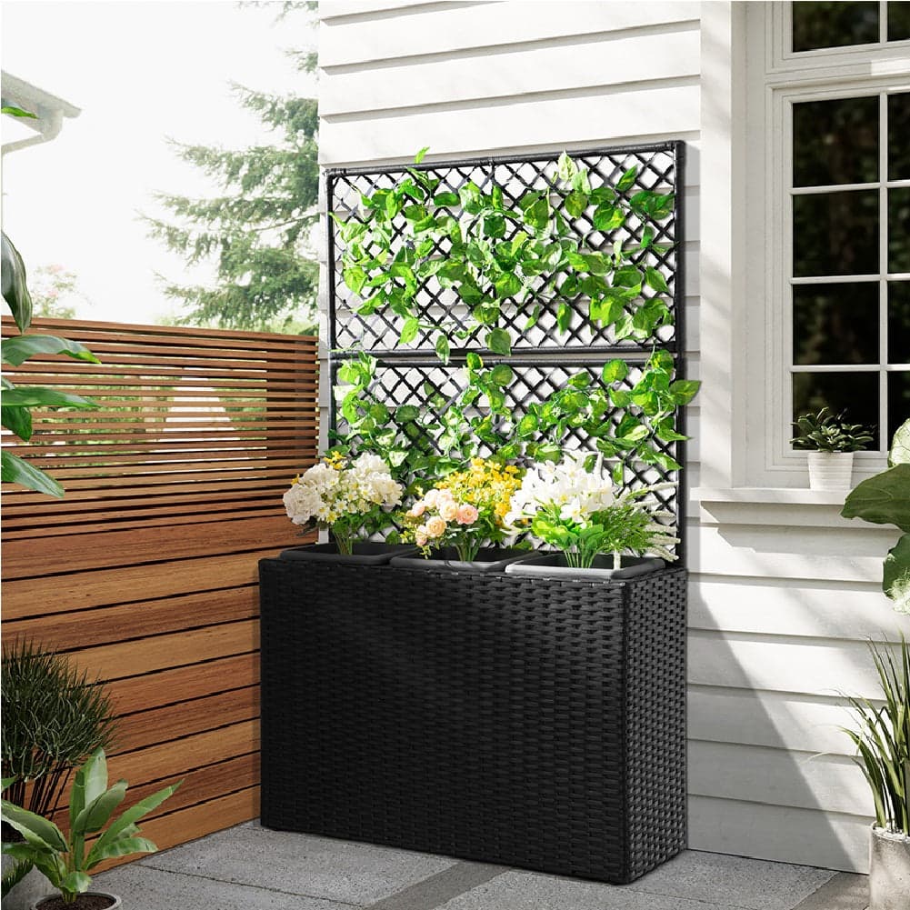 Fioriera da Giardino Polyrattan con 3vasi Estraibili per Balconi e Terrazzi Nero in Balconiere Danyx - Casoria, commercioVirtuoso.it