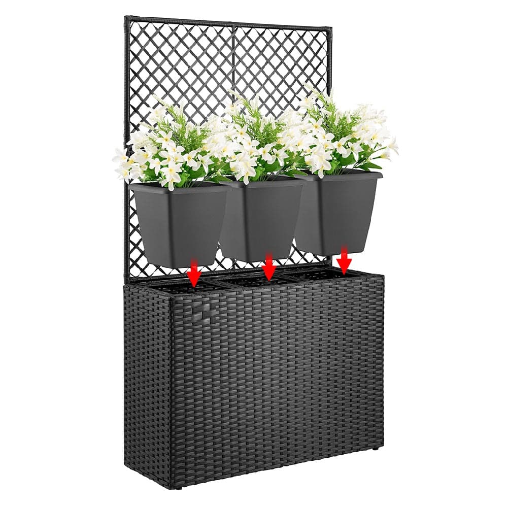 Fioriera da Giardino Polyrattan con 3vasi Estraibili per Balconi e Terrazzi Nero in Balconiere Danyx - Casoria, commercioVirtuoso.it