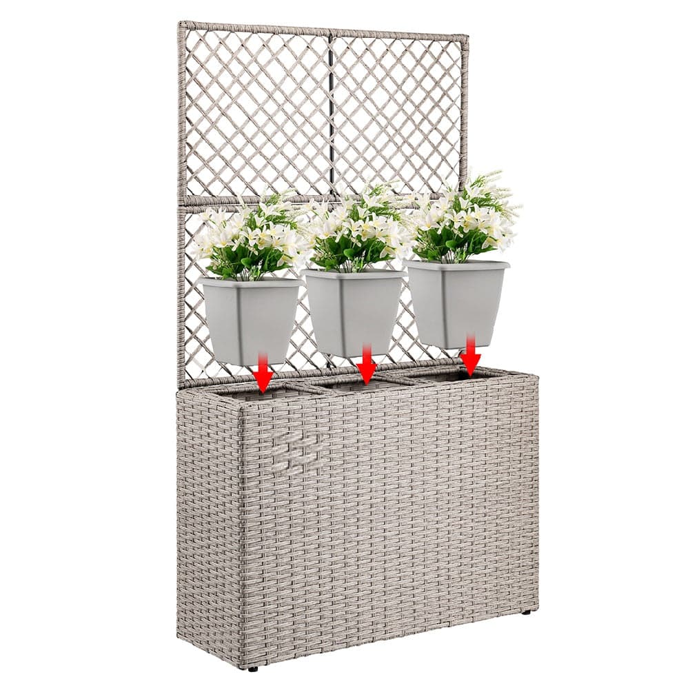 Fioriera da Giardino Polyrattan con 3vasi Estraibili per Balconi e Terrazzi Crema in Vasi tradizionali Danyx - Casoria, commercioVirtuoso.it