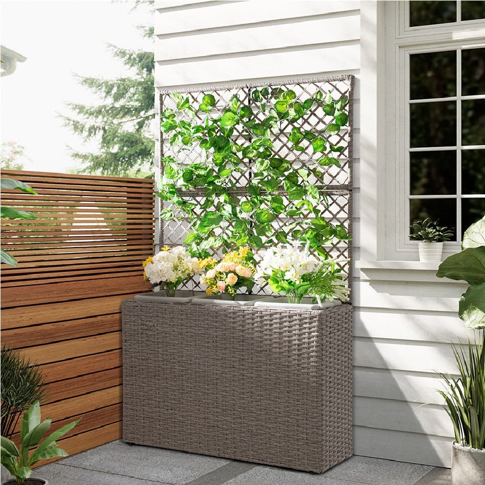 Fioriera da Giardino Polyrattan con 3vasi Estraibili per Balconi e Terrazzi Crema in Vasi tradizionali Danyx - Casoria, commercioVirtuoso.it