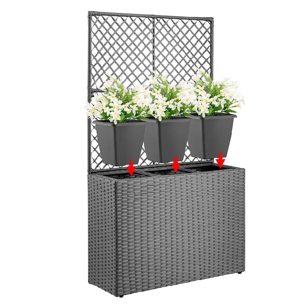 Fioriera da Giardino Polyrattan con 3vasi Estraibili per Balconi e Terrazzi Grigio in Balconiere Danyx - Casoria, commercioVirtuoso.it