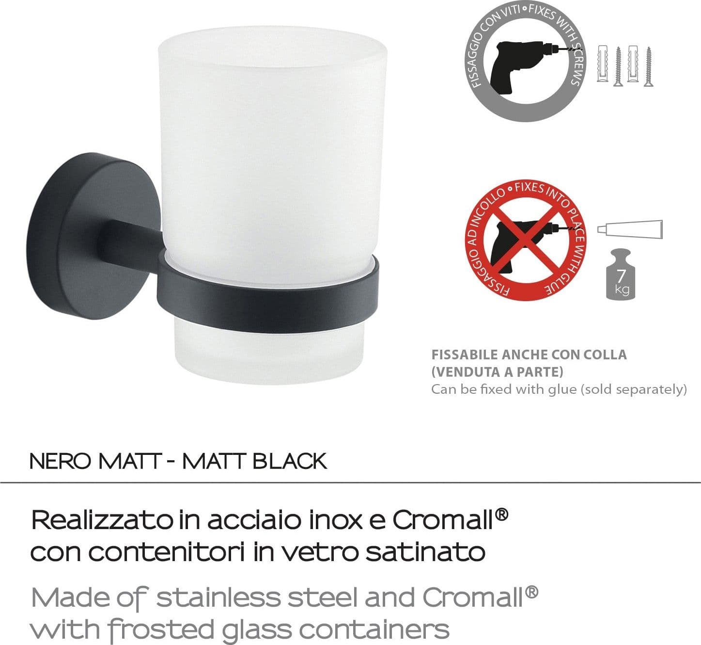 Portaspazzolini Rose Nero Matt | Design Moderno e Minimal in Porta spazzolini Mondialshop - Parabiago, commercioVirtuoso.it