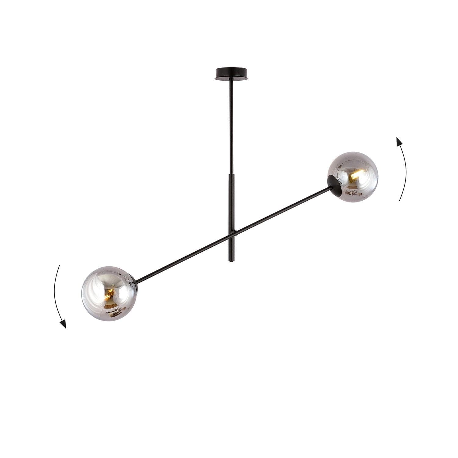 Lampadario 2 Luci Linear In Acciao Nero Con Bracci Regolabili E Vetro Fumè in Lampade a sospensione LuceArt - Montecorvino Pugliano, commercioVirtuoso.it