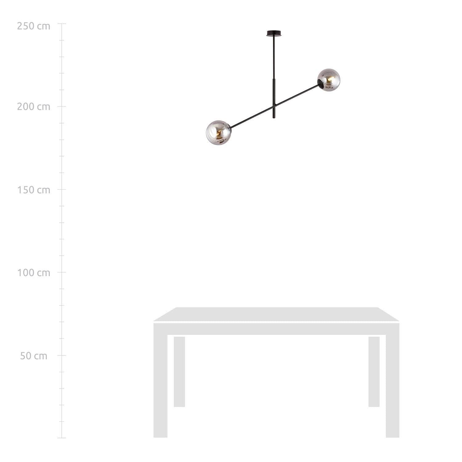 Lampadario 2 Luci Linear In Acciao Nero Con Bracci Regolabili E Vetro Fumè in Lampade a sospensione LuceArt - Montecorvino Pugliano, commercioVirtuoso.it