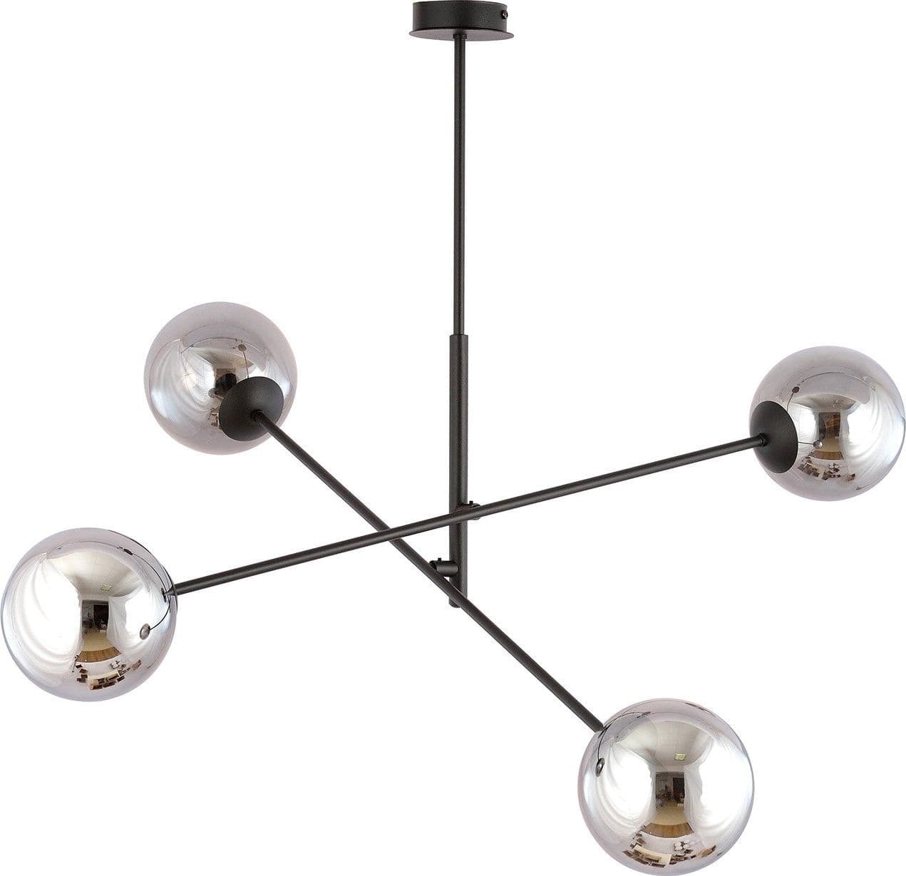 Lampadario 4 Luci Linear In Acciao Nero Con Bracci Regolabili E Vetro Fumè in Lampade a sospensione LuceArt - Montecorvino Pugliano, commercioVirtuoso.it