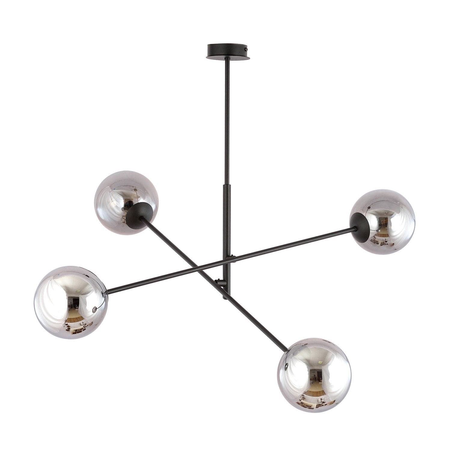 Lampadario 4 Luci Linear In Acciao Nero Con Bracci Regolabili E Vetro Fumè in Lampade a sospensione LuceArt - Montecorvino Pugliano, commercioVirtuoso.it
