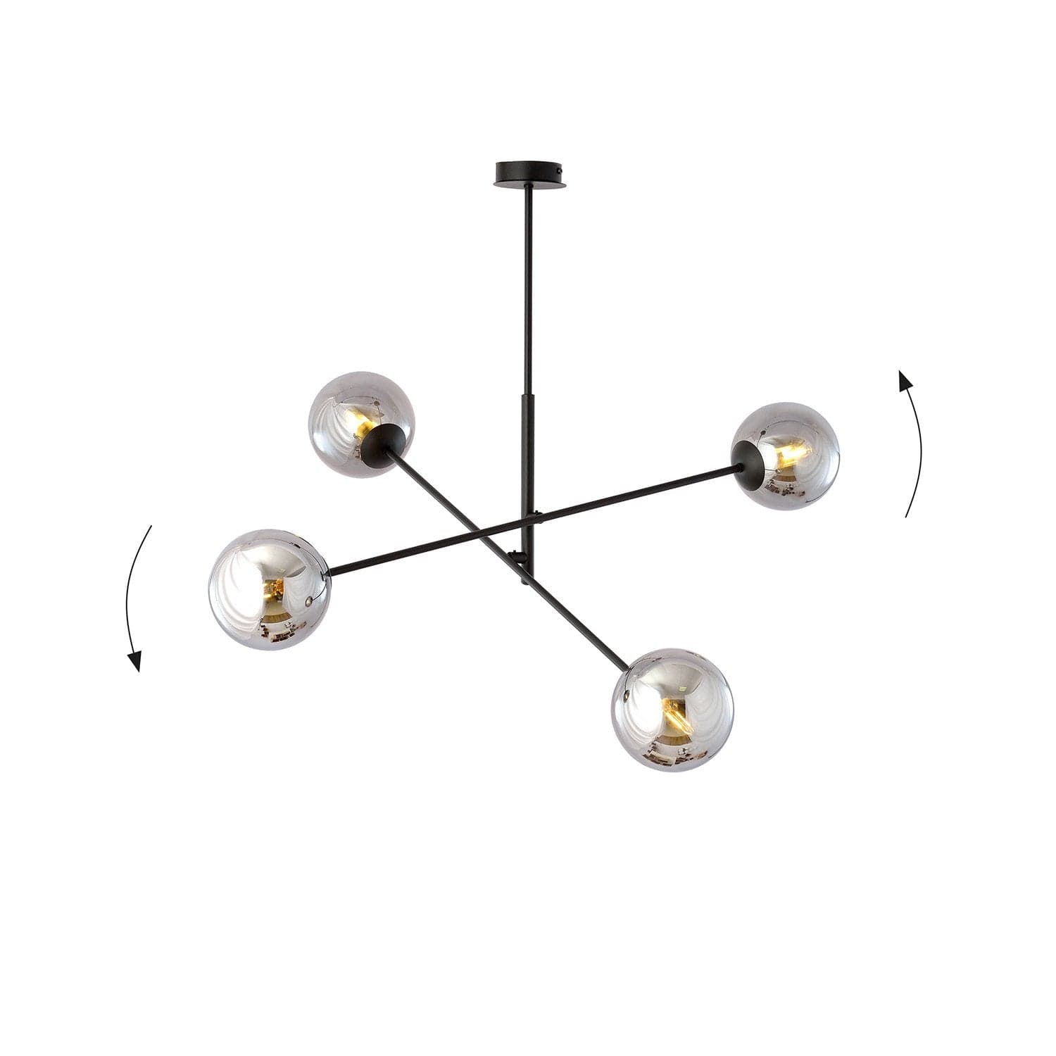 Lampadario 4 Luci Linear In Acciao Nero Con Bracci Regolabili E Vetro Fumè in Lampade a sospensione LuceArt - Montecorvino Pugliano, commercioVirtuoso.it