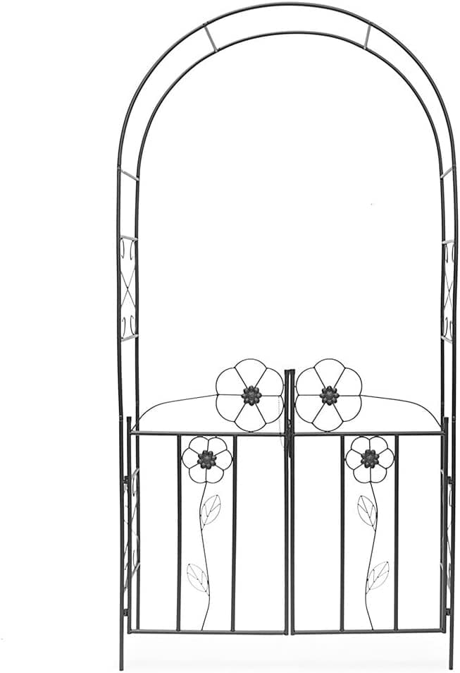 Arco da Giardino in Ferro con Cancello per Piante Rampicanti 116x36.5 H228cm Nero in Pergolati Danyx - Casoria, commercioVirtuoso.it