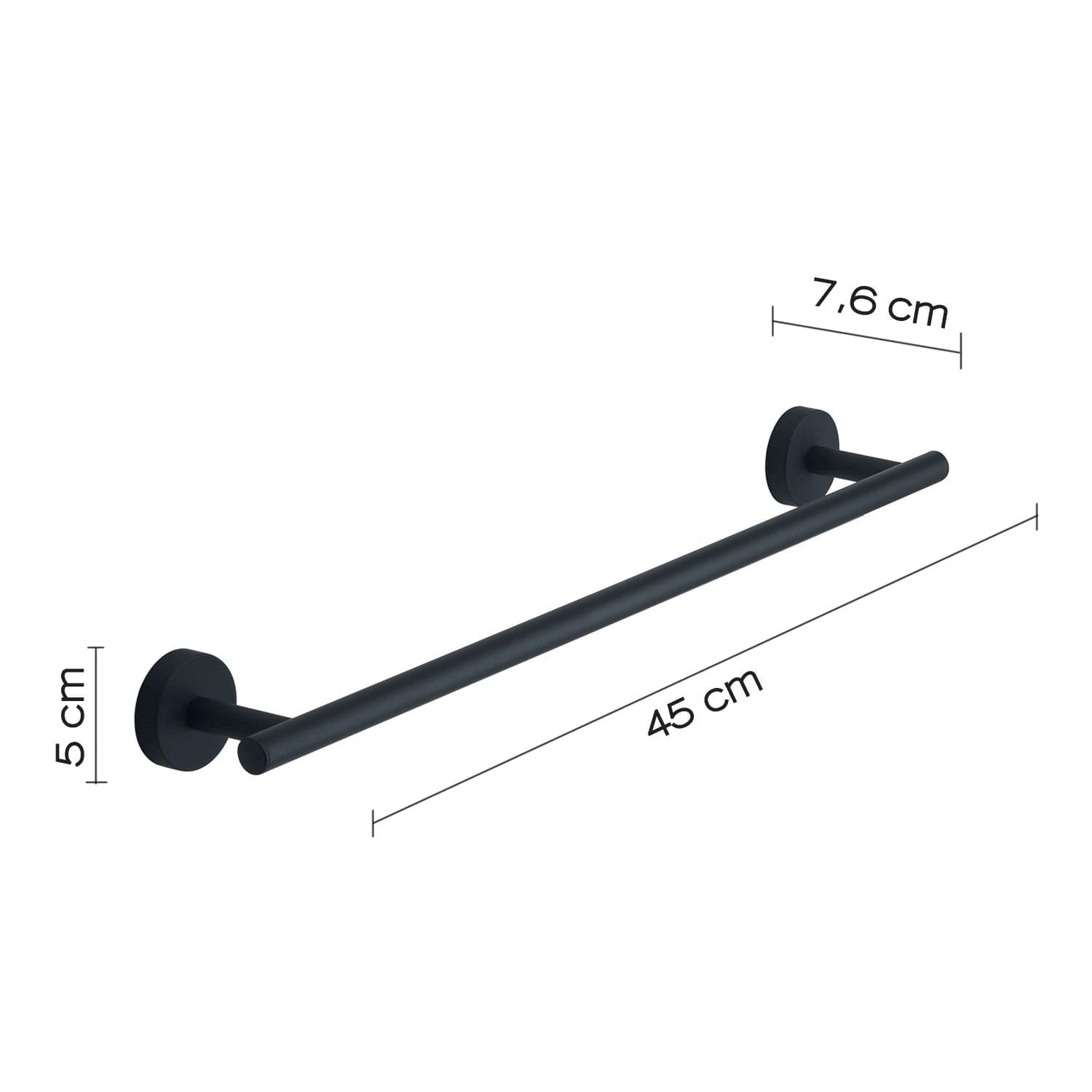 Portasalviette 45 cm Rose Nero Matt | Stile Moderno e Resistente in Portasciugamani da parete Mondialshop - Parabiago, commercioVirtuoso.it