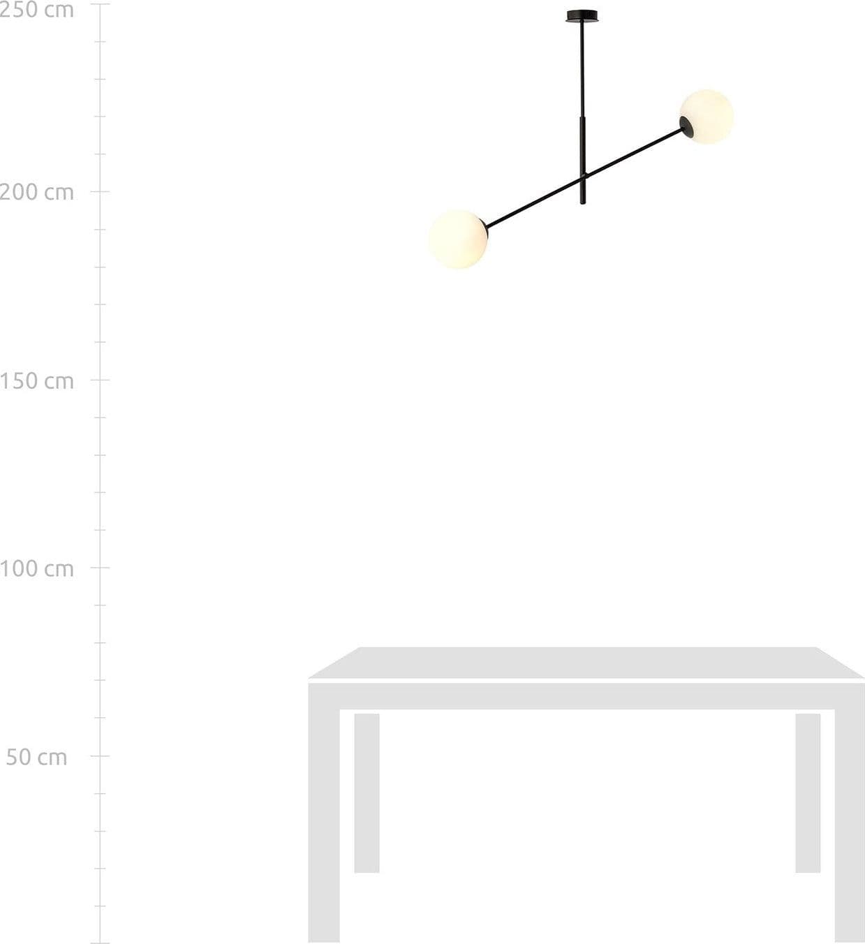 Lampadario 2 Luci Linear In Acciao Nero Con Bracci Regolabili E Vetro Opale in Lampade a sospensione LuceArt - Montecorvino Pugliano, commercioVirtuoso.it