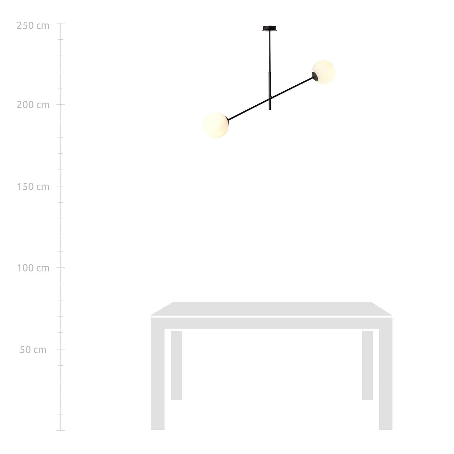Lampadario 2 Luci Linear In Acciao Nero Con Bracci Regolabili E Vetro Opale in Lampade a sospensione LuceArt - Montecorvino Pugliano, commercioVirtuoso.it