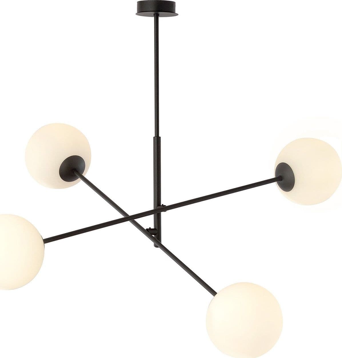 Lampadario 4 Luci Linear In Acciao Nero Con Bracci Regolabili E Vetro Opale in Lampade a sospensione LuceArt - Montecorvino Pugliano, commercioVirtuoso.it