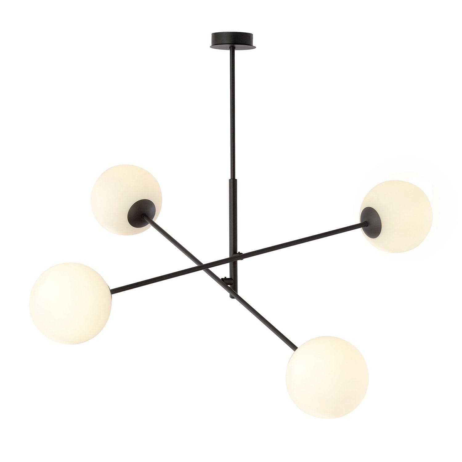 Lampadario 4 Luci Linear In Acciao Nero Con Bracci Regolabili E Vetro Opale in Lampade a sospensione LuceArt - Montecorvino Pugliano, commercioVirtuoso.it