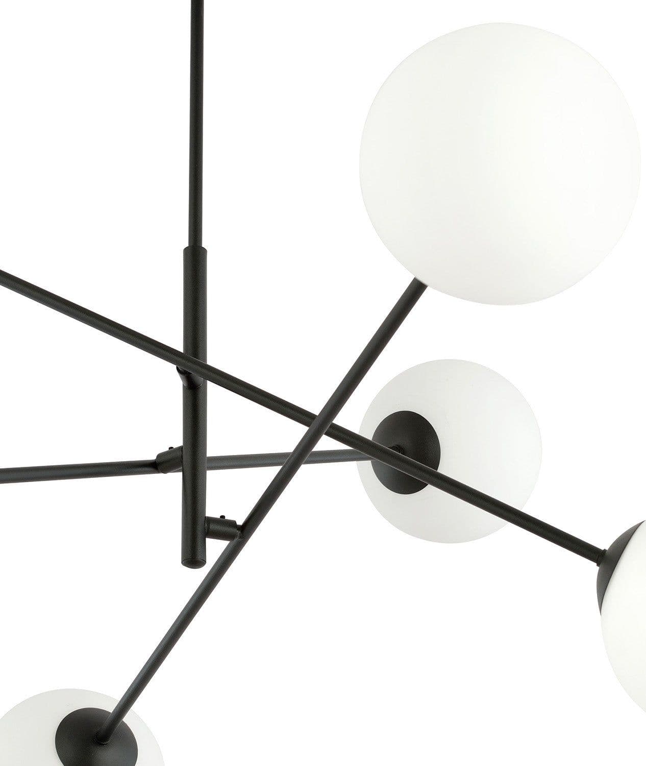 Lampadario 6 Luci Linear In Acciao Nero Con Bracci Regolabili E Vetro Opale in Lampade a sospensione LuceArt - Montecorvino Pugliano, commercioVirtuoso.it