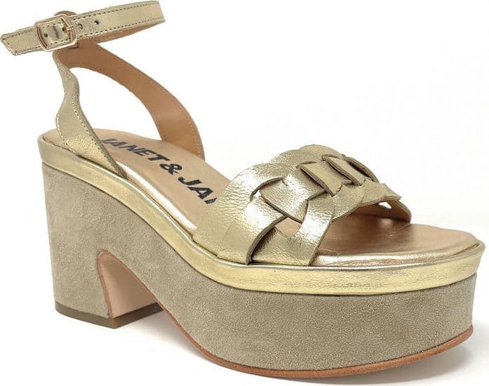 Janet & Janet sandali donna platform in suede gold J 152 in Sandali moda Teresi Calzature - Marsala, commercioVirtuoso.it