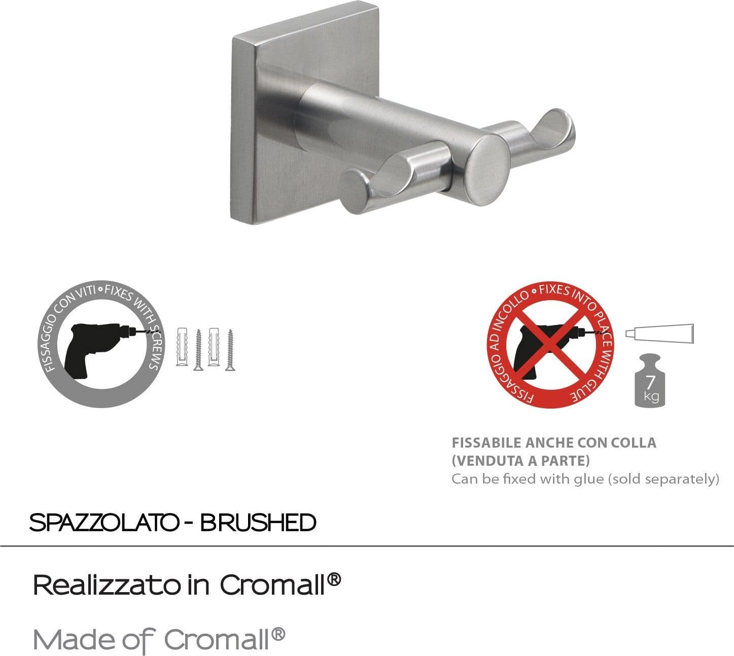 Appendiabiti con doppio gancio Acciaio Spazzolato Fuji Gedy in Ganci portasciugamani Mondialshop - Parabiago, commercioVirtuoso.it