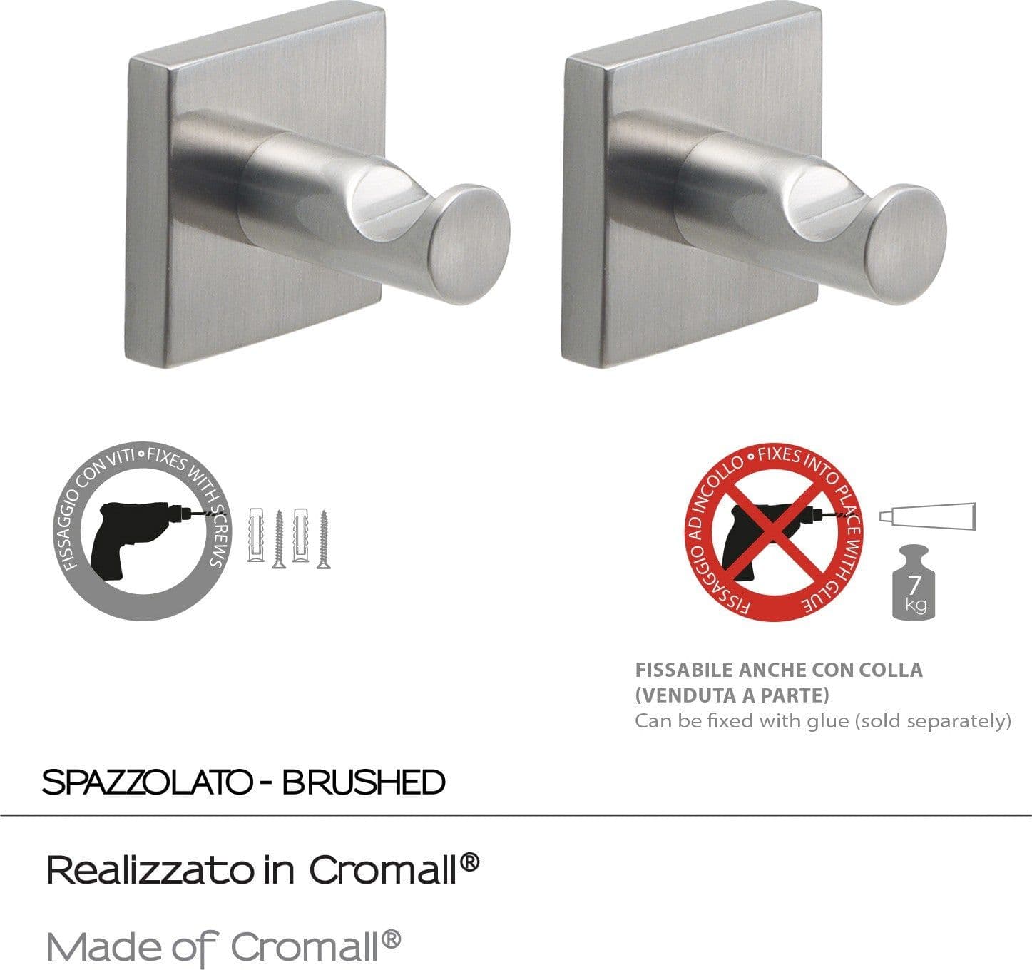 Appendiabiti Set da 2 Pezzi Candy Acciaio Spazzolato Fuji Gedy in Ganci portasciugamani Mondialshop - Parabiago, commercioVirtuoso.it