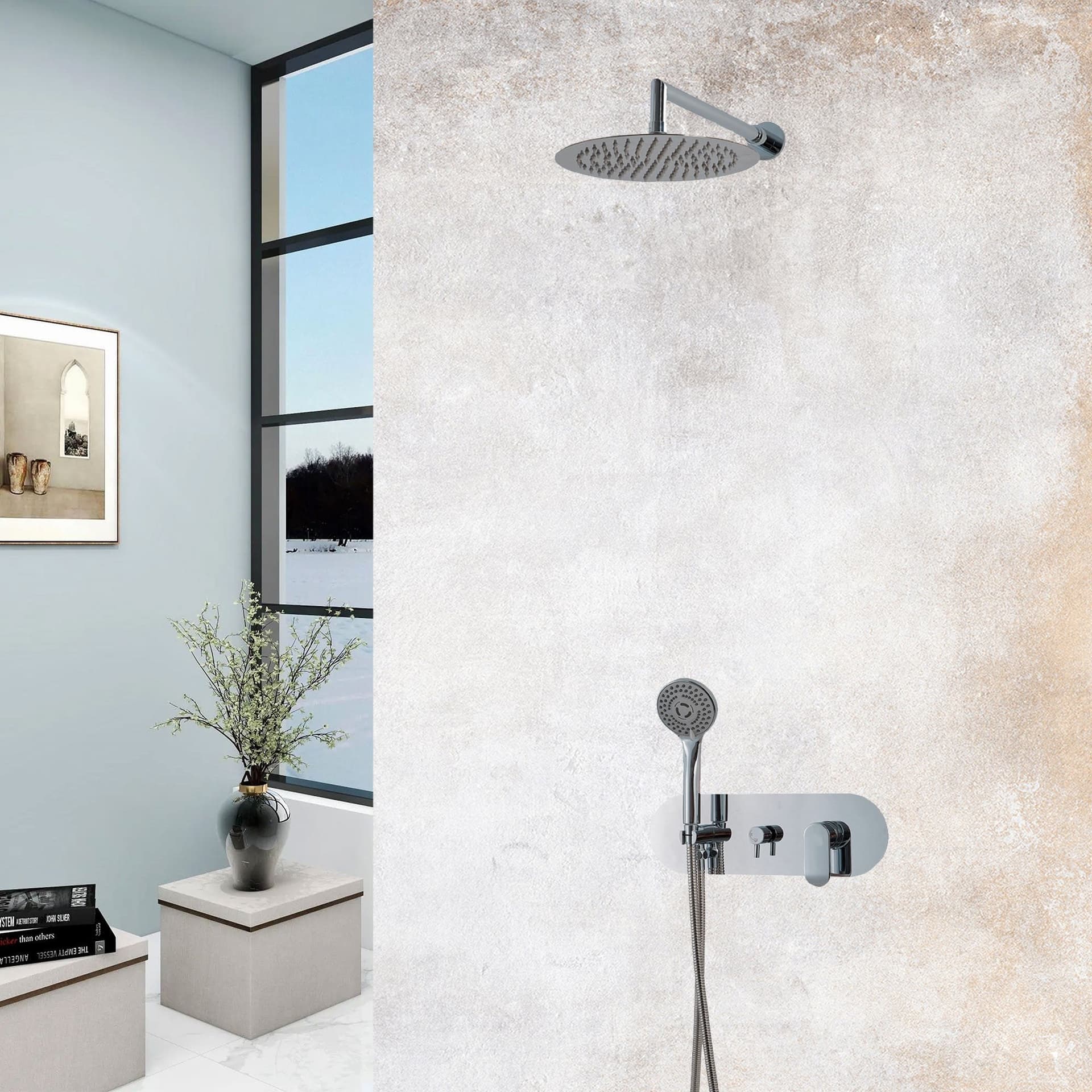 Kit doccia di design Soffione 20x20 - Braccio Doccia - Miscelatore | ARMONIA in Rubinetti per vasca Mondialshop - Parabiago, commercioVirtuoso.it