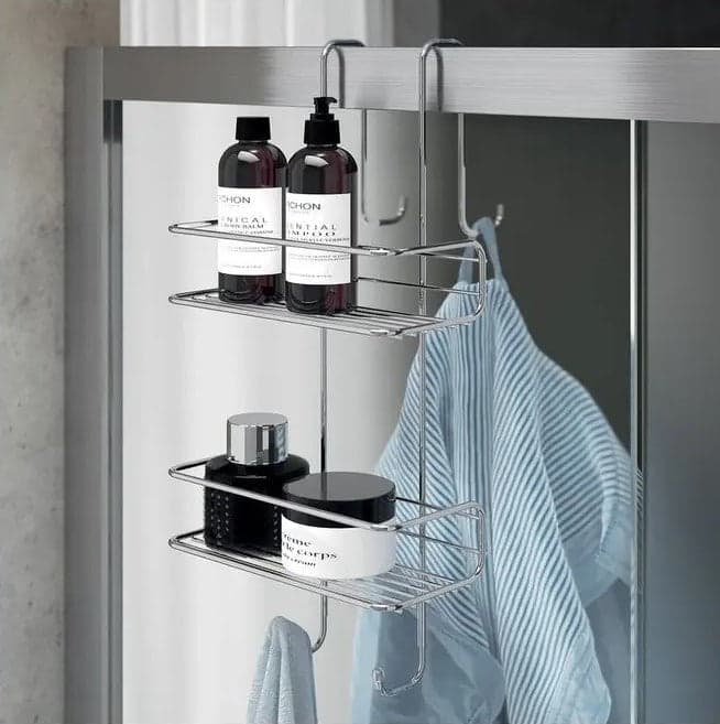 Mensola Portaoggetti Doccia Rettangolare Appendibile 2 Ripiani Otti Cromato | Completo per il tuo Bagno in Mensole Mondialshop - Parabiago, commercioVirtuoso.it