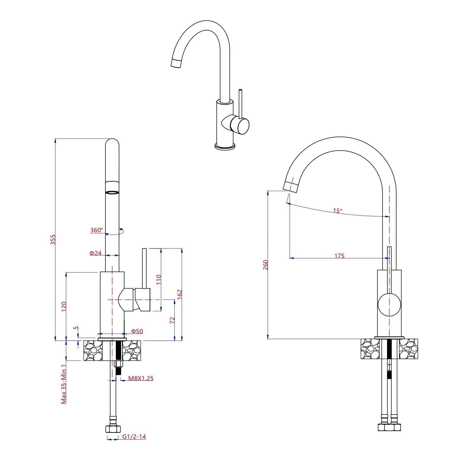 Rubinetto Cucina Acciaio Inox Canna Girevole ESSENTIAL-X in Rubinetti per lavelli da cucina Mondialshop - Parabiago, commercioVirtuoso.it