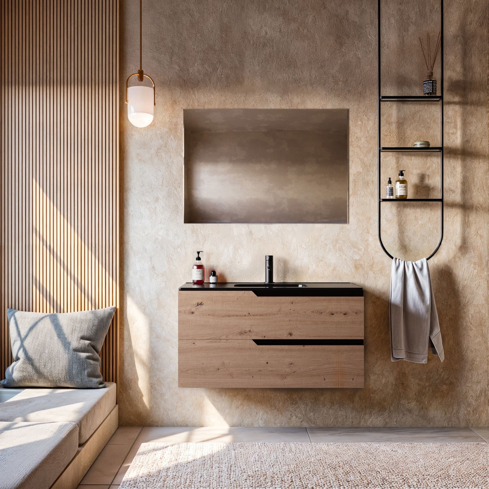 Mobile bagno 100cm Sospeso Cartagena Lavabo nero Opaco - JAGUAR in Mobiletti con lavabo Mondialshop - Parabiago, commercioVirtuoso.it