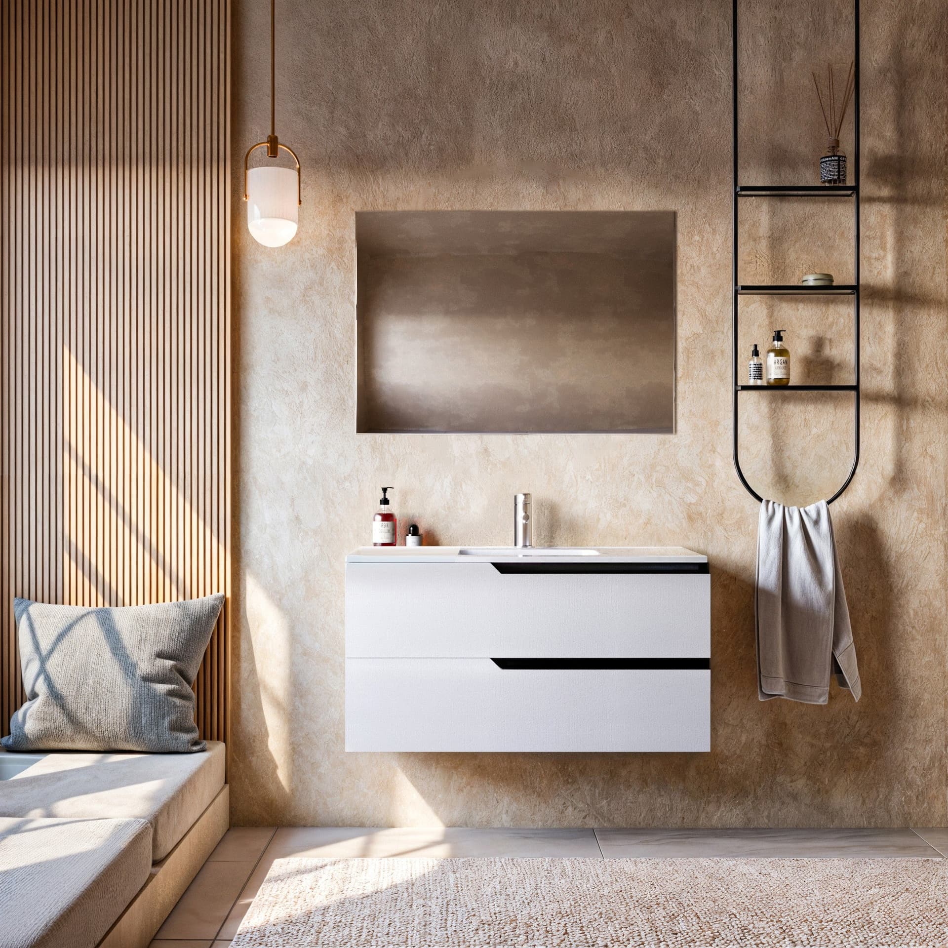 Mobile bagno 100cm Sospeso Bianco Porcellana - JAGUAR in Mobiletti con lavabo Mondialshop - Parabiago, commercioVirtuoso.it