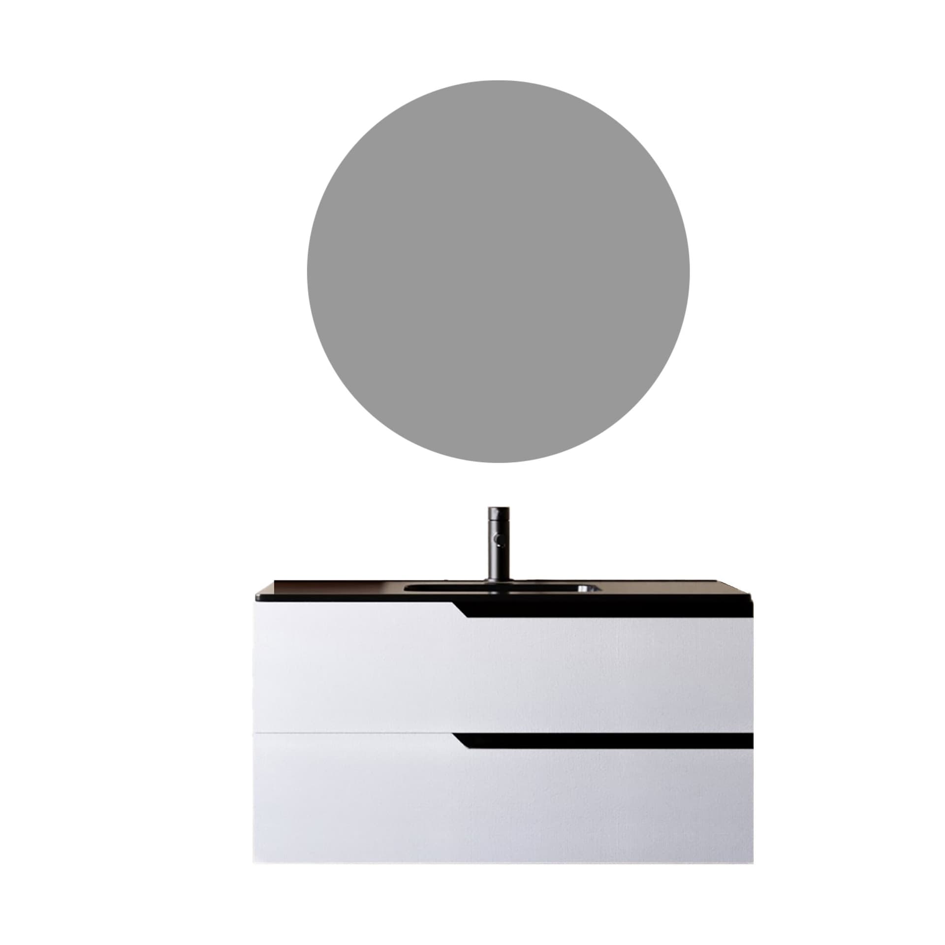 Mobile bagno 100cm Sospeso Bianco Porcellana Lavabo nero Opaco - JAGUAR in Mobiletti con lavabo Mondialshop - Parabiago, commercioVirtuoso.it