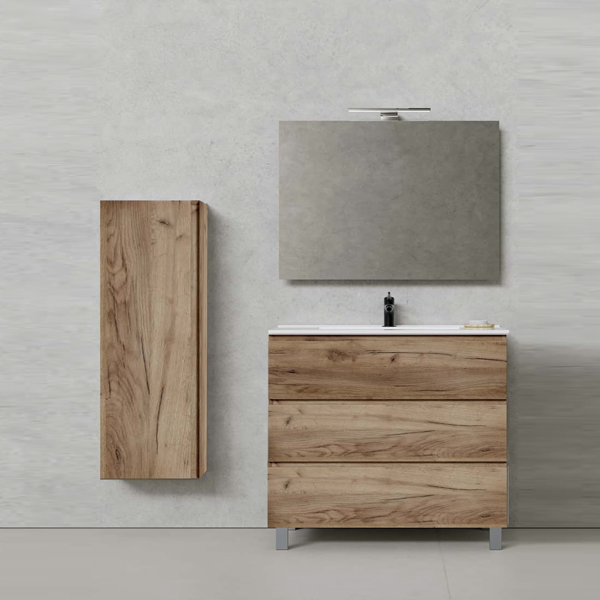 Mobile bagno 80cm con tre cassetti Rovere Alba CAIRO in Mobili a terra Mondialshop - Parabiago, commercioVirtuoso.it