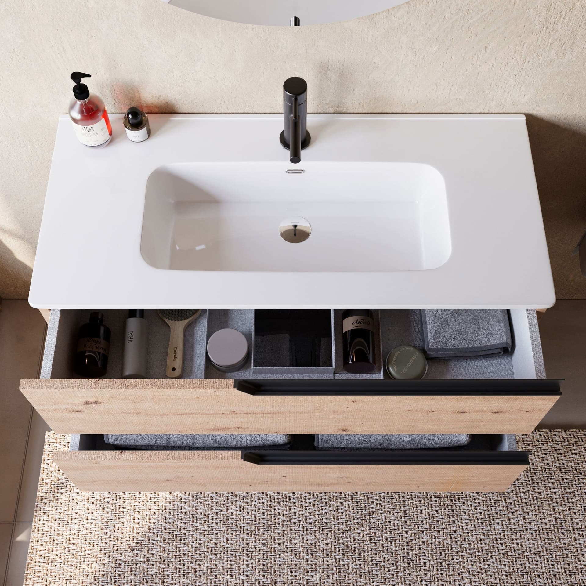 Mobile bagno 100cm Sospeso ROVERE CARTAGENA - JAGUAR in Mobiletti con lavabo Mondialshop - Parabiago, commercioVirtuoso.it