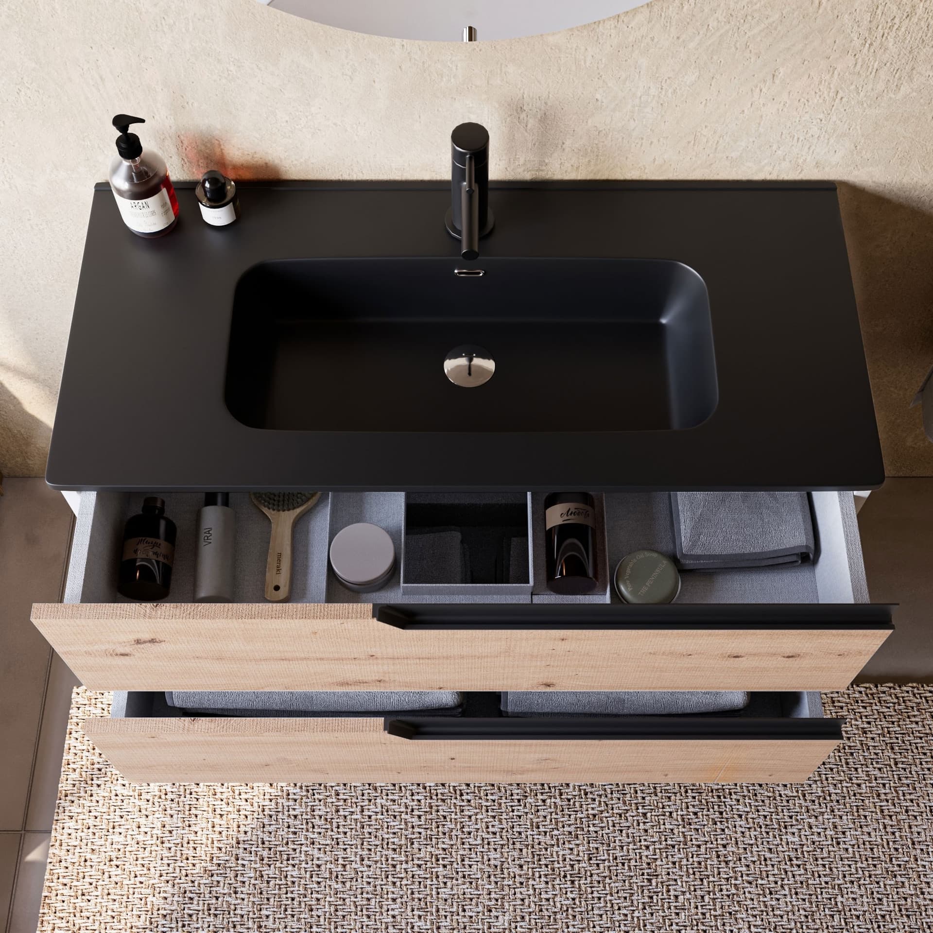 Mobile bagno 100cm Sospeso Cartagena Lavabo nero Opaco - JAGUAR in Mobiletti con lavabo Mondialshop - Parabiago, commercioVirtuoso.it