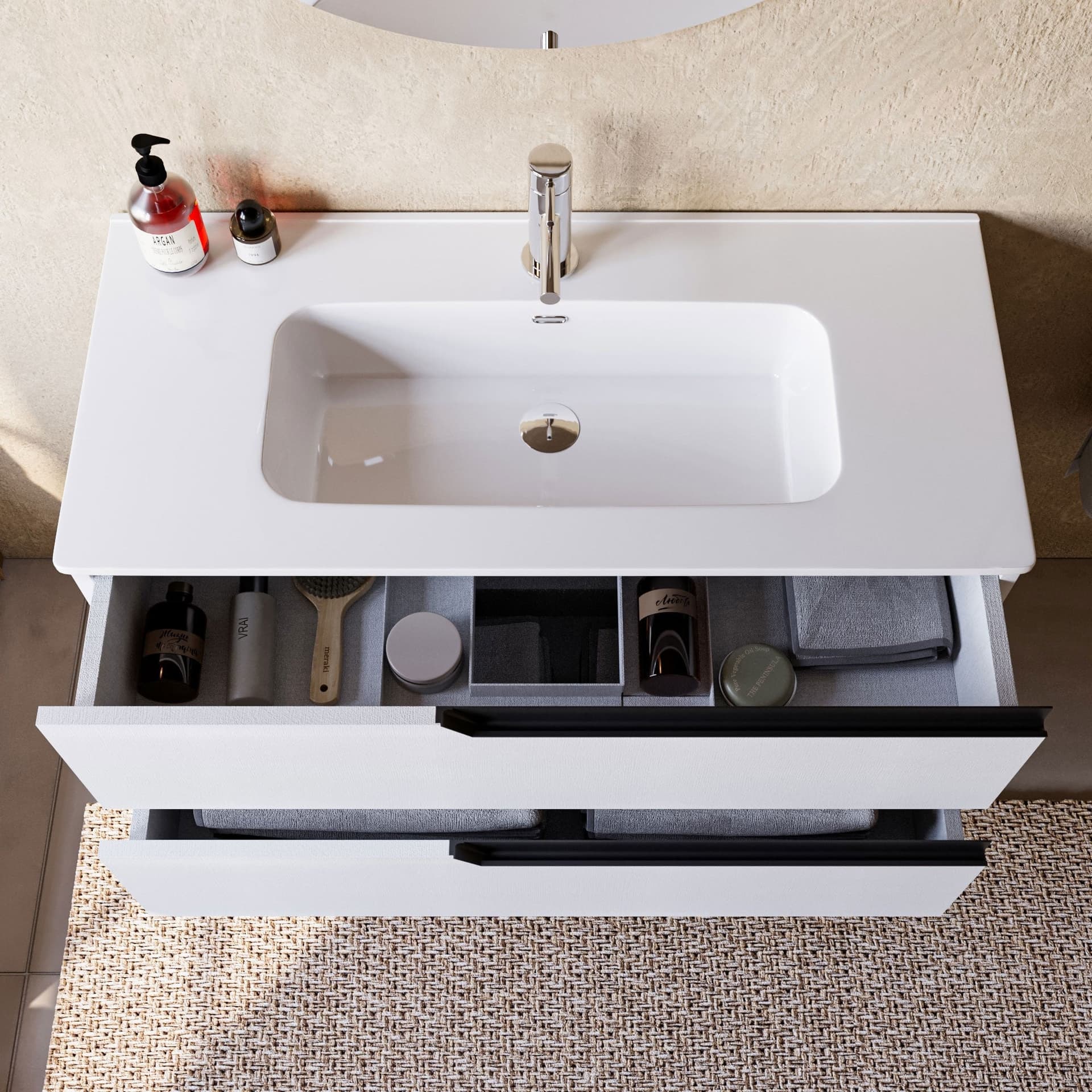 Mobile bagno 100cm Sospeso Bianco Porcellana - JAGUAR in Mobiletti con lavabo Mondialshop - Parabiago, commercioVirtuoso.it