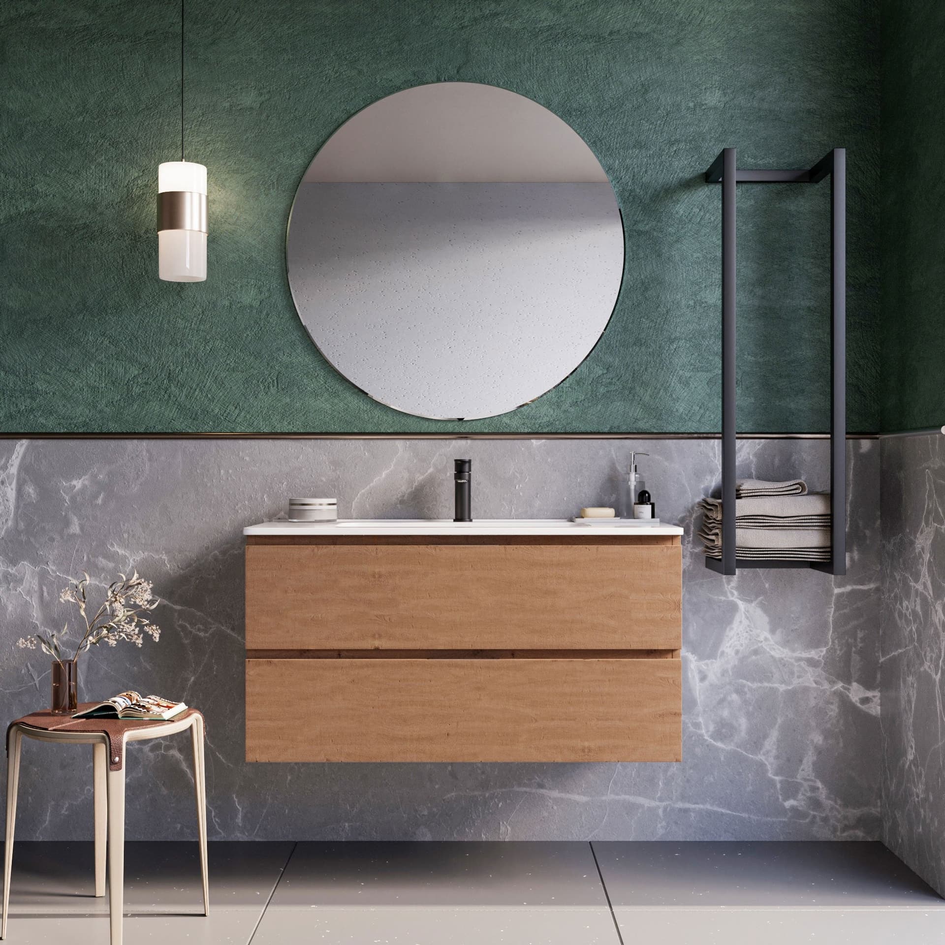 Mobile bagno sospeso 80cm Rovere Cartagena specchio ARMONY in Armadietti a specchio Mondialshop - Parabiago, commercioVirtuoso.it