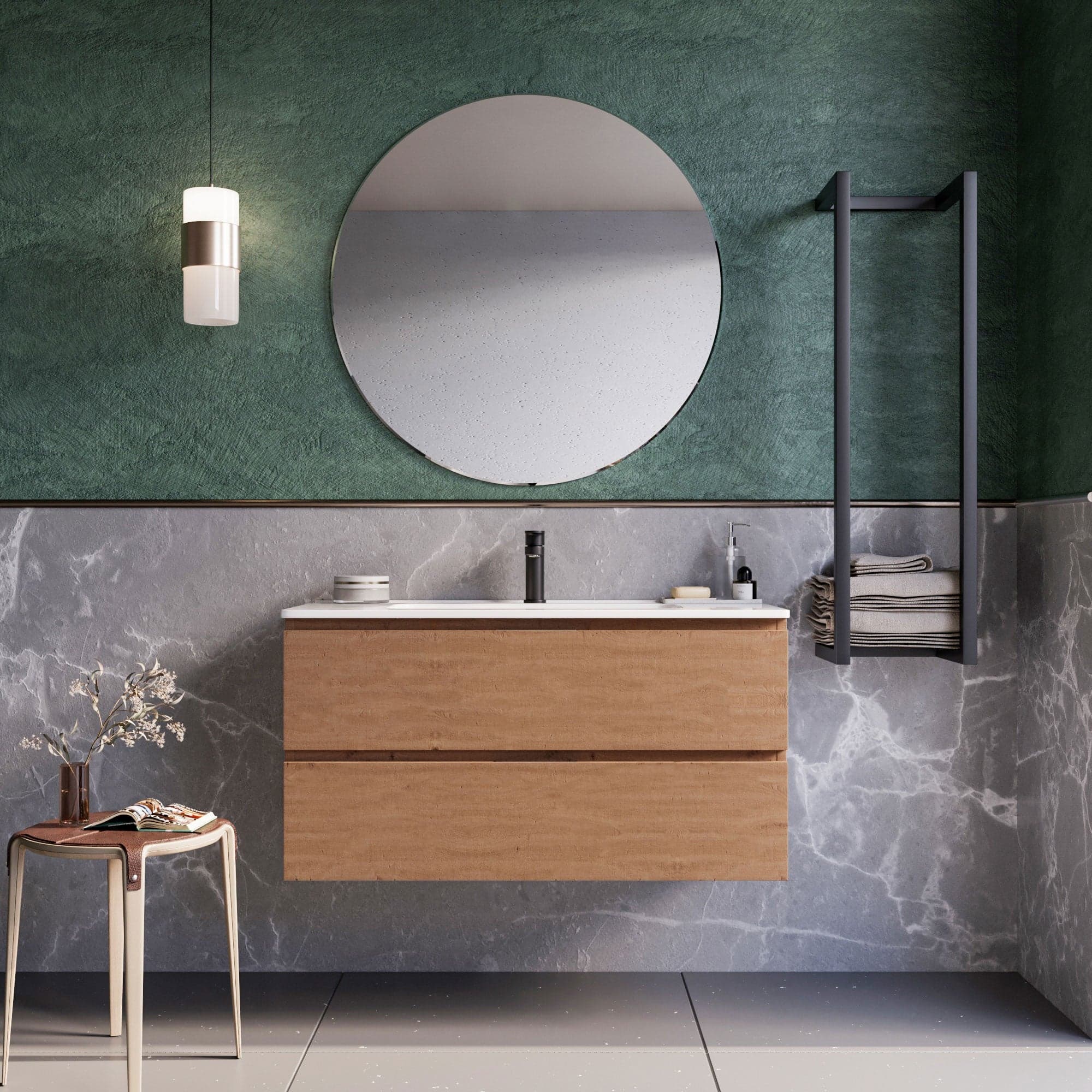 Mobile bagno sospeso 80cm Rovere Cartagena specchio ARMONY in Armadietti a specchio Mondialshop - Parabiago, commercioVirtuoso.it