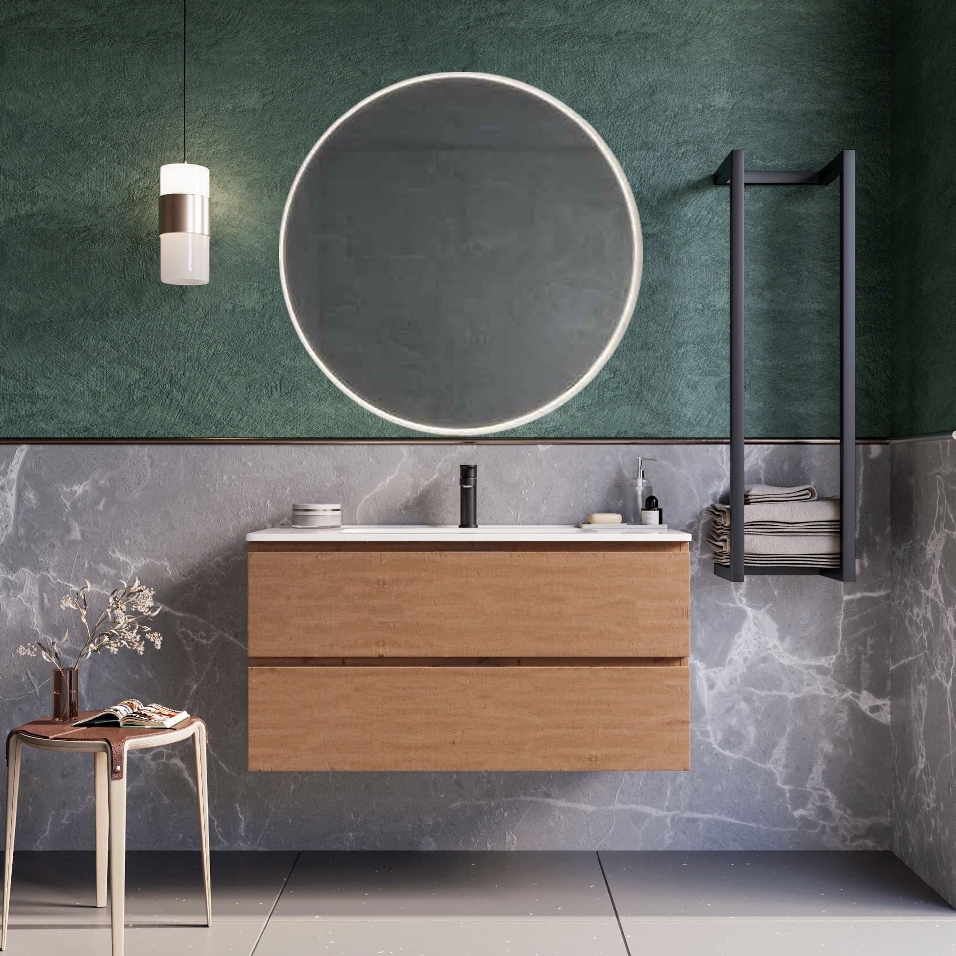 Mobile bagno sospeso 100cm Rovere Cartagena specchio ARMONY in Armadietti a specchio Mondialshop - Parabiago, commercioVirtuoso.it
